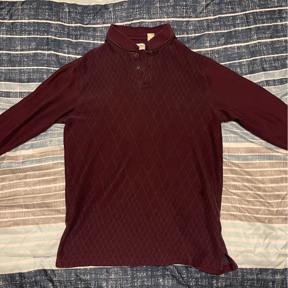 Haggar Maroon Long-Sleeve Polo - Picture 1 of 6